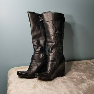 Black Wedge Boots